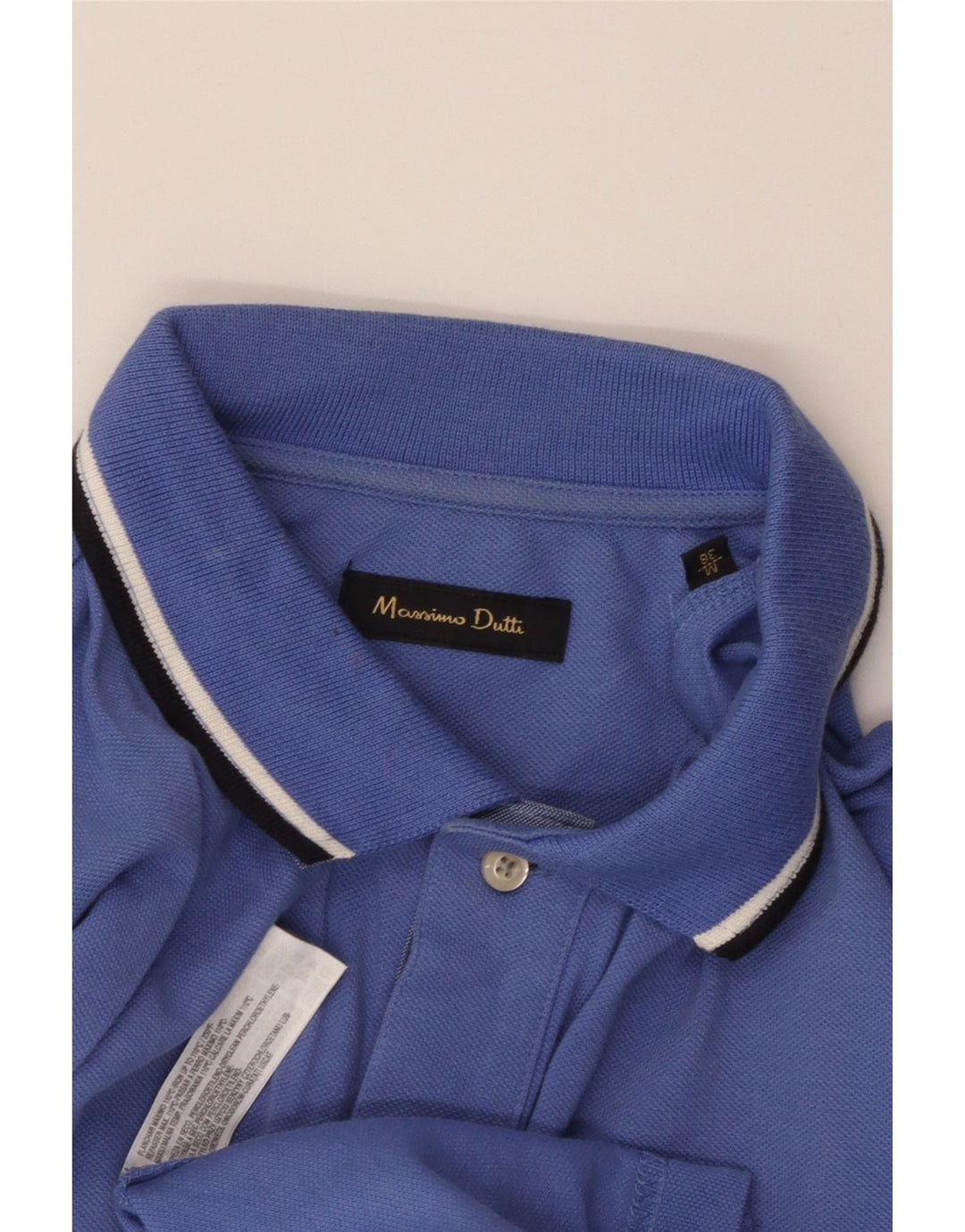 MASSIMO DUTTI Herre poloshirt Medium Blue Bomuld