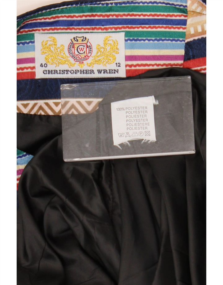 Christopher Wren Dame Overfrakke UK 12 Medium Navy Blue Geometric Retro