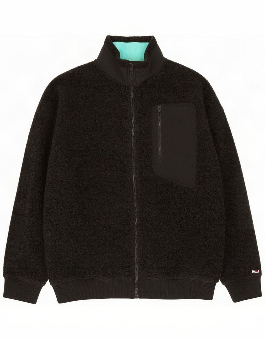 Tommy Hilfiger Herre grafisk fleecejakke UK 40 Large Black Polyester