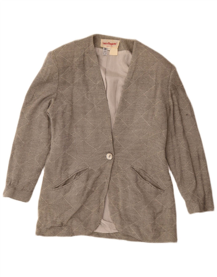 Laura Biagiotti Dame 1 Knap Blazer Jakke IT 46 Stor Grå Stribet
