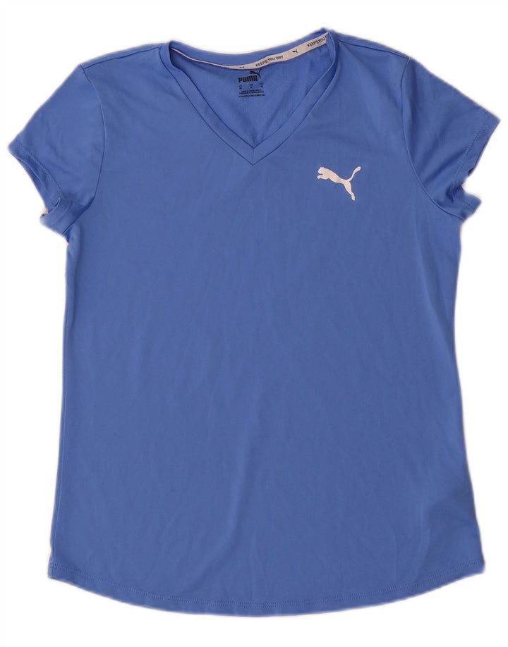Puma T-Shirt Top UK 12 Medium Blue Polyester