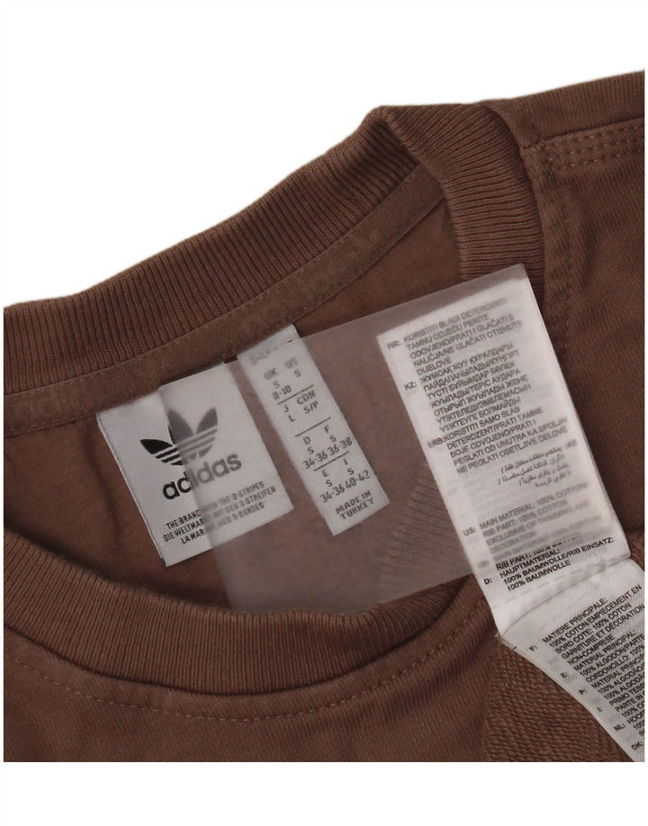 Adidas Dame Oversized Sweatshirt Jumper UK 8/10 Lille brun bomuld