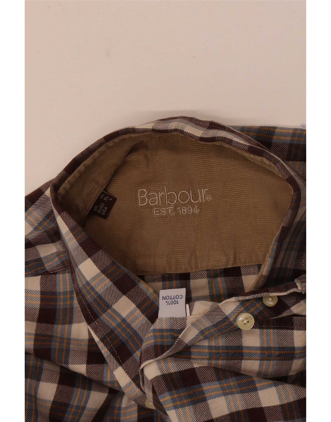 Barbour Herre Flanelskjorte Stor brun ternet bomuld