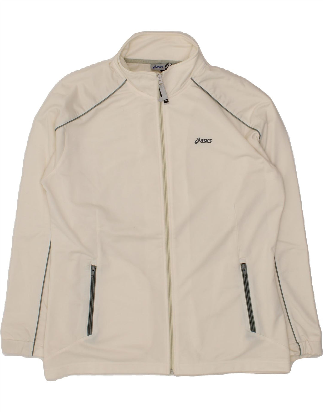 ASICS Womens Tracksuit Top Jacket UK 20 2XL Off White Polyester Vintage Asics and Second-Hand Asics from Messina Hembry 