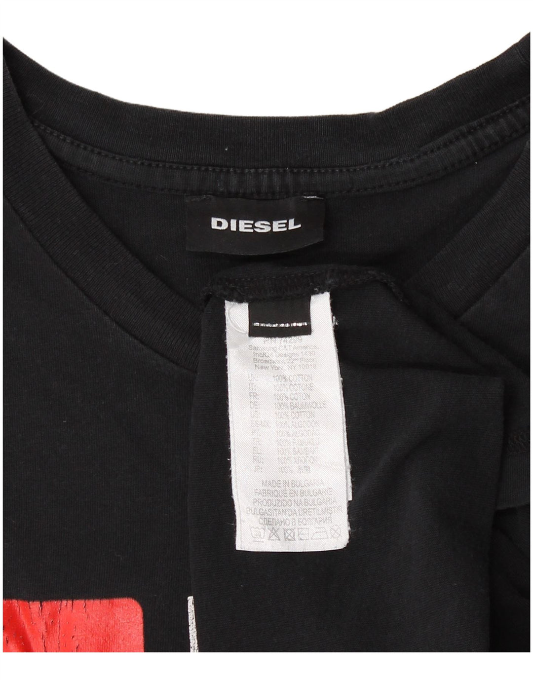DIESEL Herre grafisk T-shirt Top Lille sort bomuld