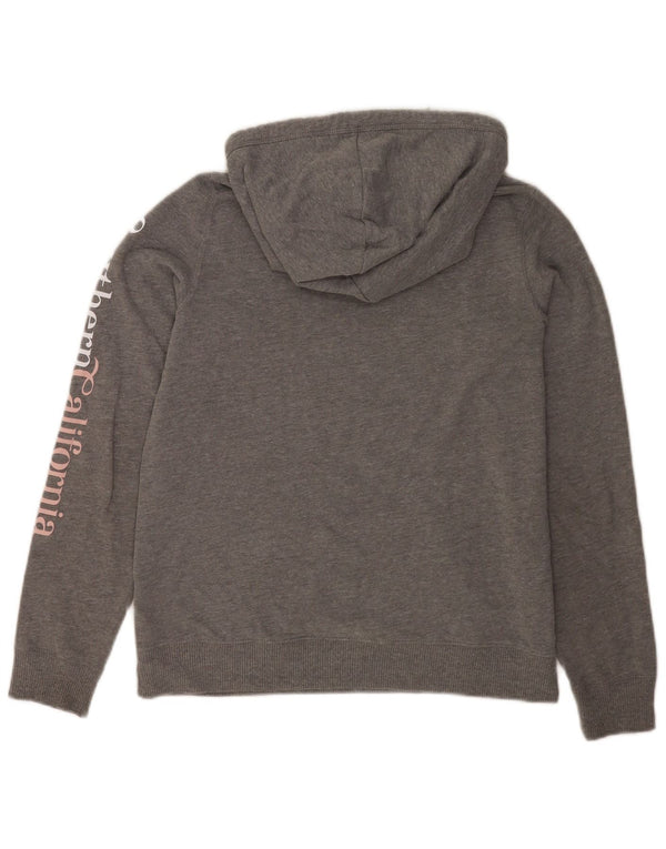 Hollister Dame Grafisk Relaxed Fit Hoodie Jumper UK 10 Small Grey Bomuld