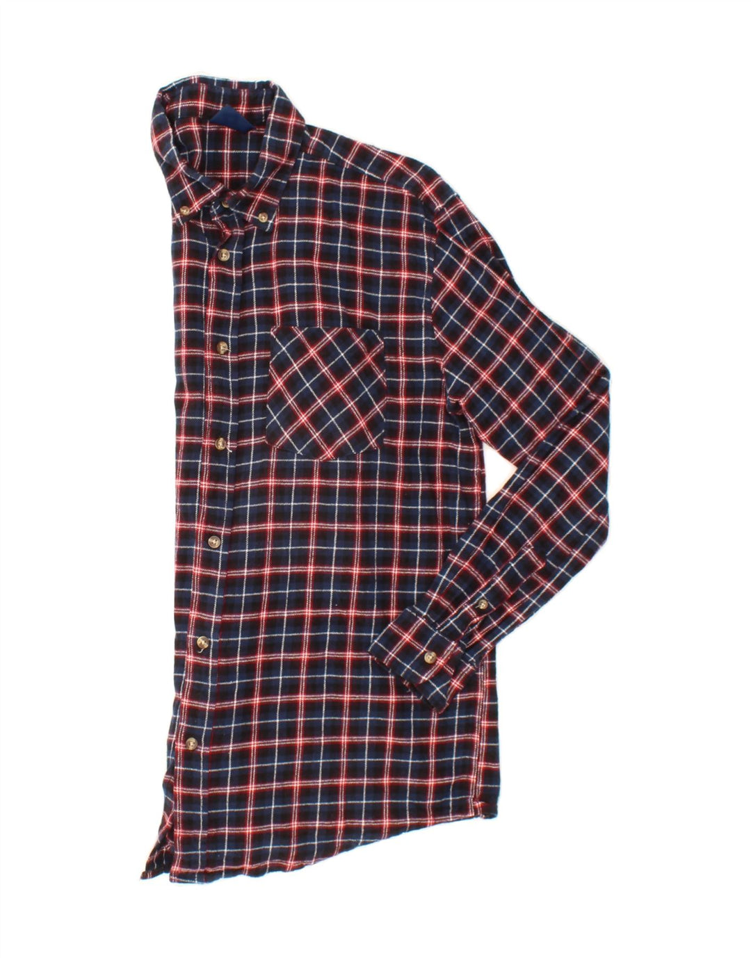 VINTAGE Mens Flannel Shirt Large Navy Blue Check Cotton Vintage Vintage and Second-Hand Vintage from Messina Hembry 