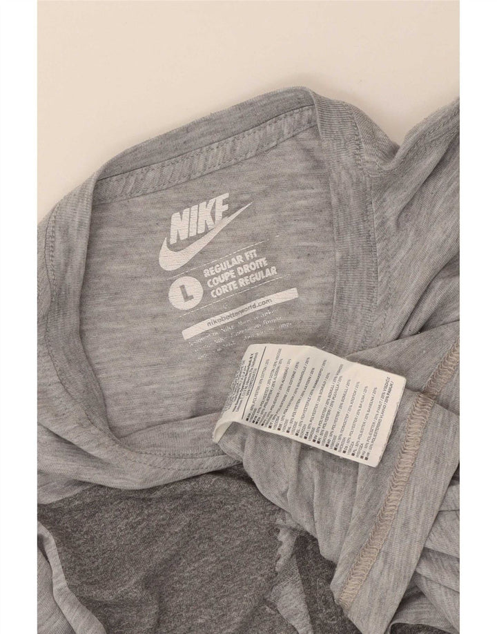 Nike Herre Regular Fit Grafisk T-Shirt Top Stor Grå Polyester