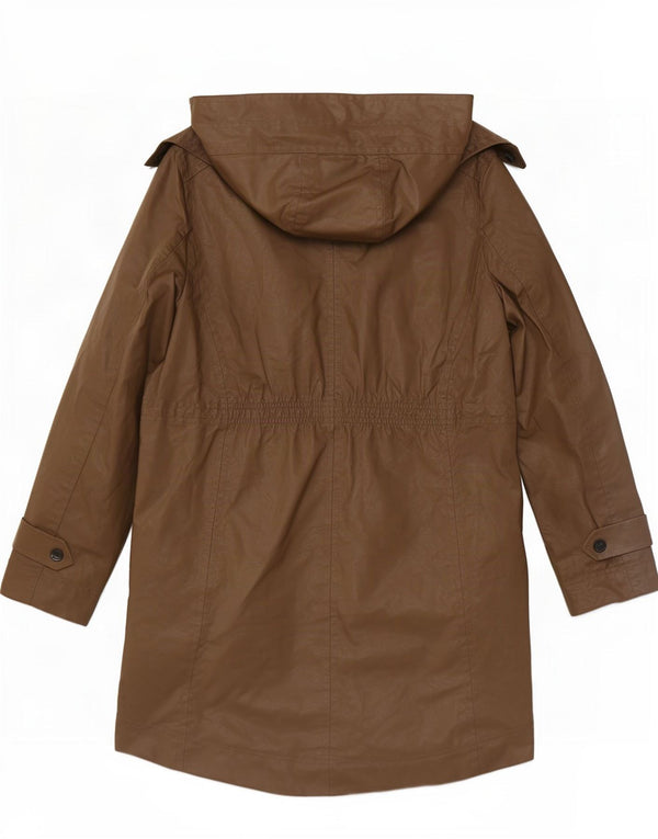Massimo Dutti Womens Hooded Parka Jacket UK 12 Medium Beige Cotton