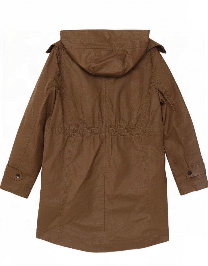 Massimo Dutti Dame Hooded Parka Jacket UK 12 Medium Beige Bomuld