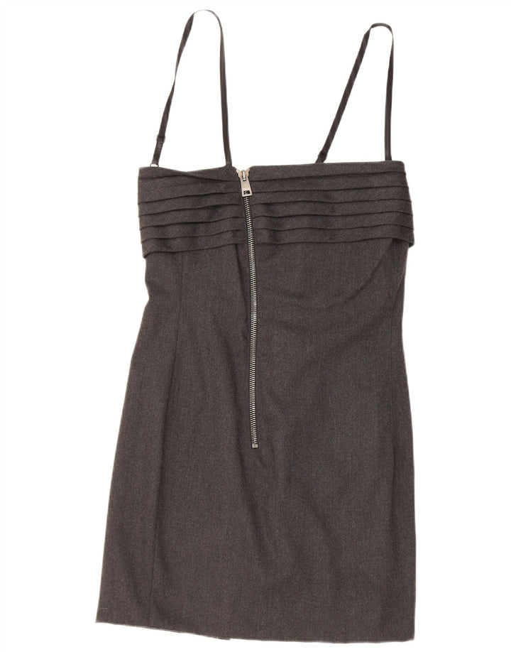 Vintage Dame Ærmeløs Bodycon Kjole IT 44 Medium Grey Acetate