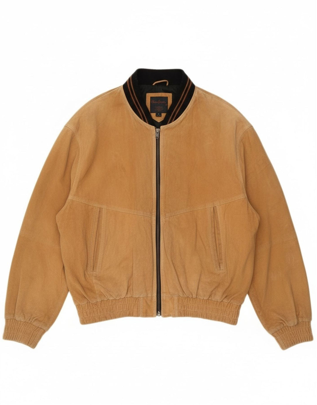 Vintage herre ruskind bomberjakke UK 42 XL beige læder