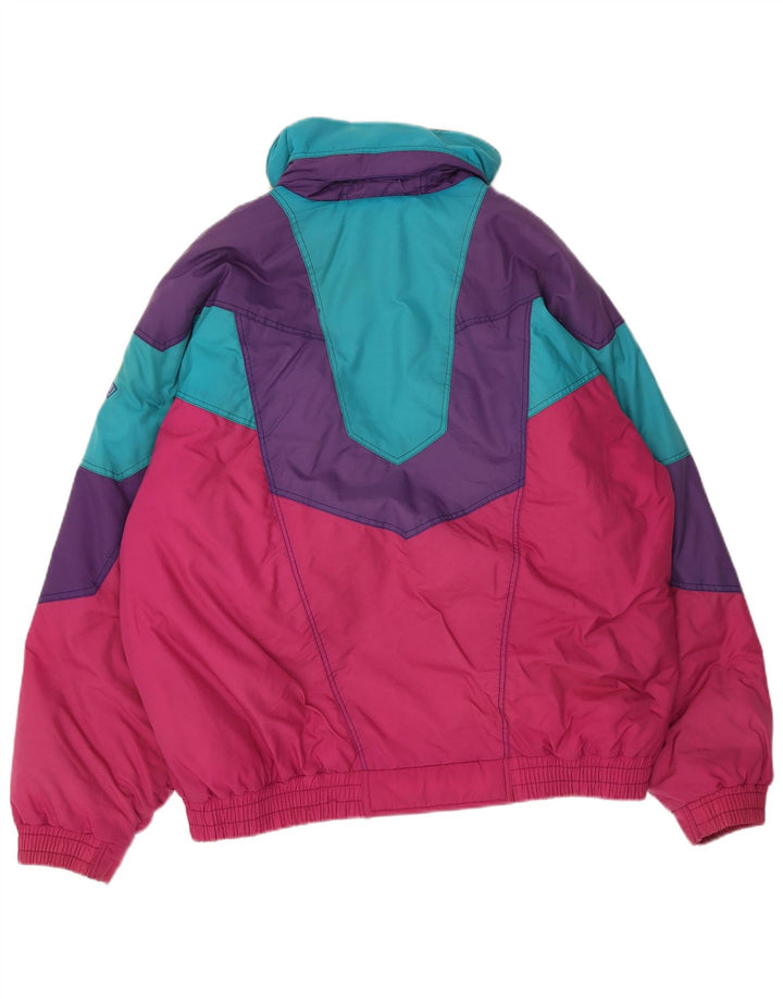 Vintage Skijakke med hætte til mænd IT 52 XL Flerfarvet Colourblock Nylon