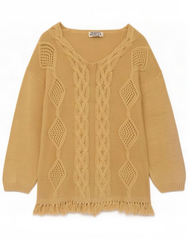 Debbie Morgan Womens Longline V-Neck Jumper Sweater EU 36/40 Small Yellow R