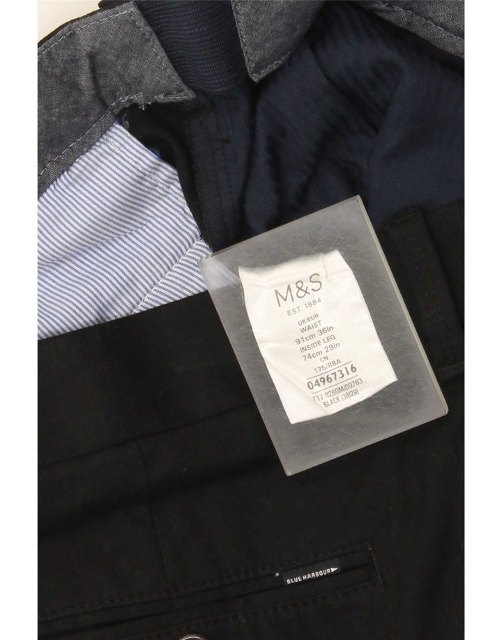 Marks & Spencer Straight Suit bukser til mænd W36 L29 sort bomuld