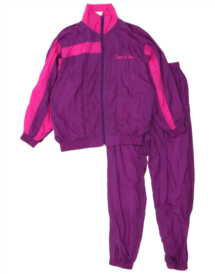 Vintage hel træningsdragt til kvinder UK 12 Medium Lilla Colourblock Polyamid