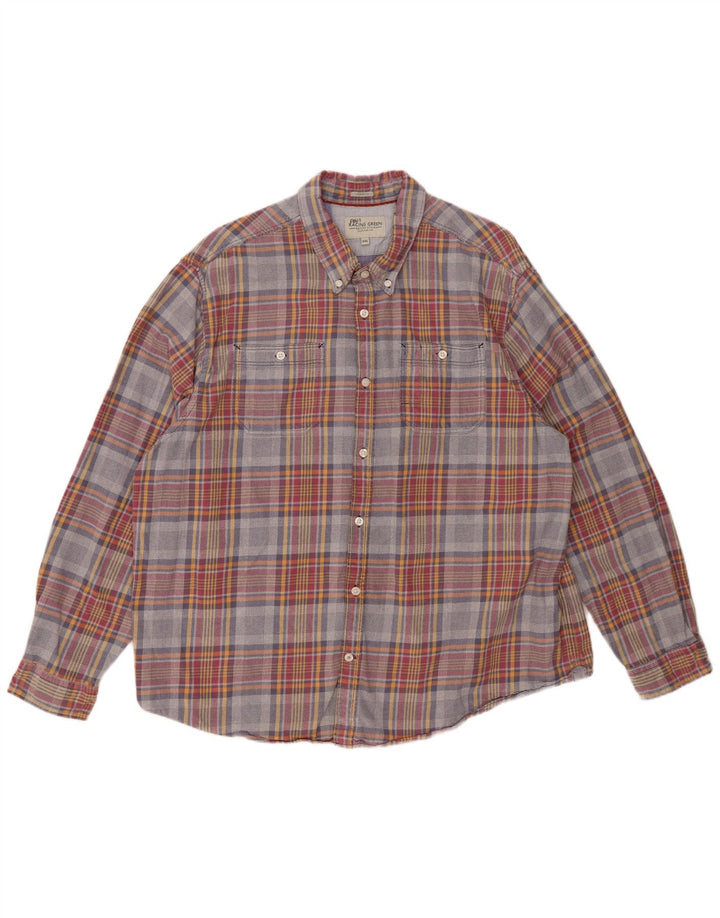 VINTAGE herre flannelskjorte 2XL flerfarvet ternet bomuld