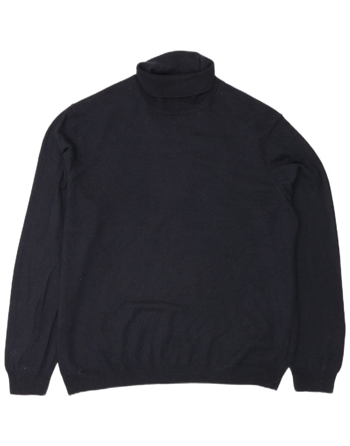 Marks & Spencer Herre rullehals sweater 2XL marineblå akryl