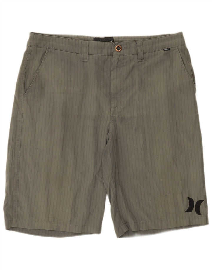 Hurley Herre Chino Shorts Large W34 Gråstribet polyester