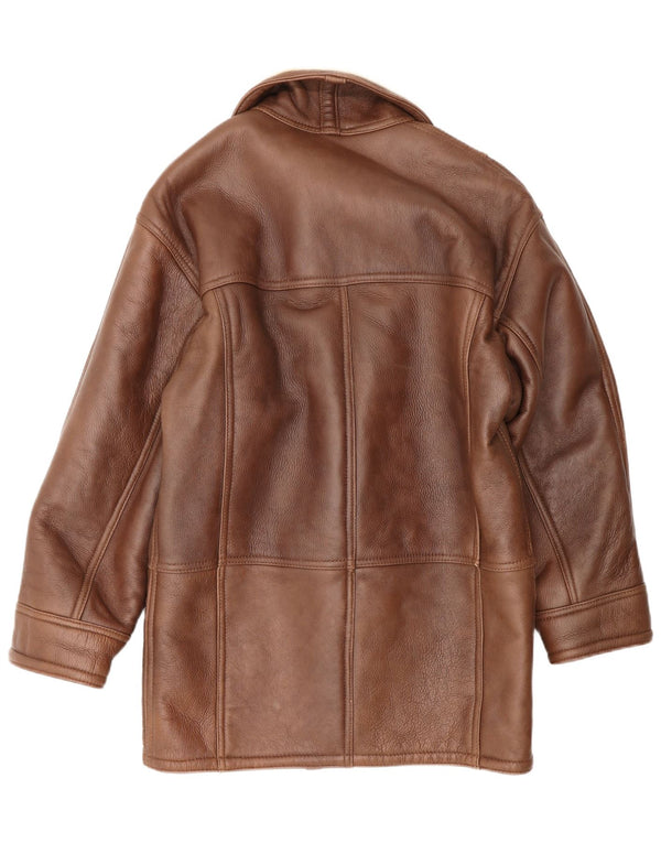 Vintage Herre Shearling Jacket IT 46 Lille Brun