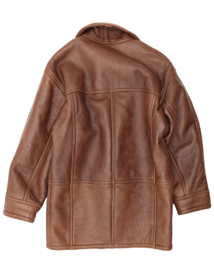 Vintage Herre Shearling Jacket IT 46 Lille Brun