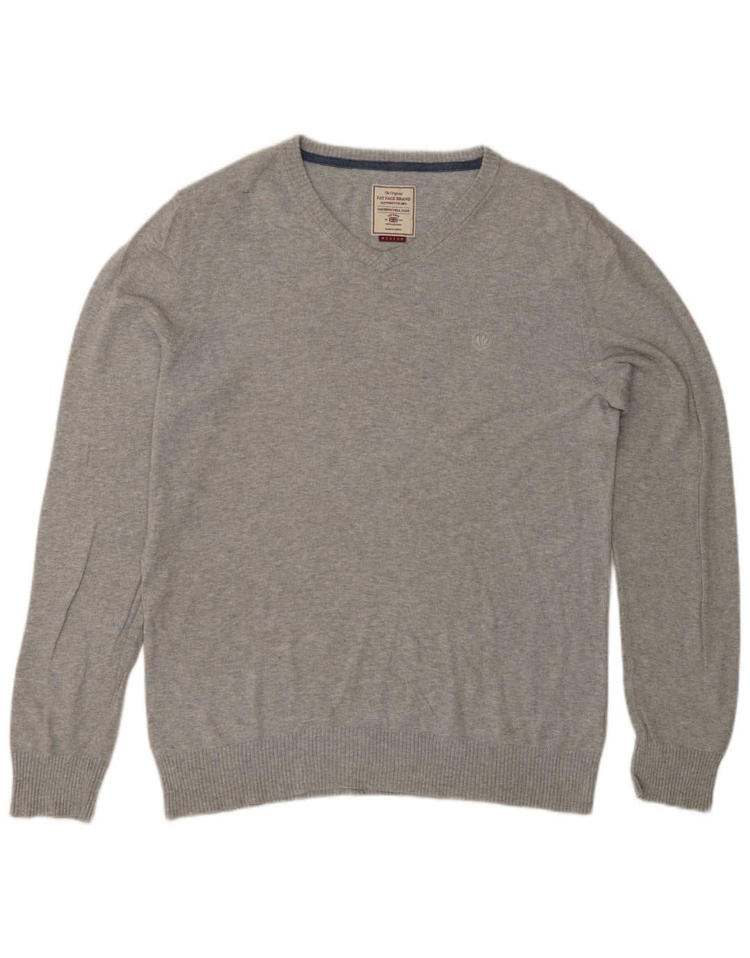 Fat Face Herre V-hals sweater Medium Grå Bomuld