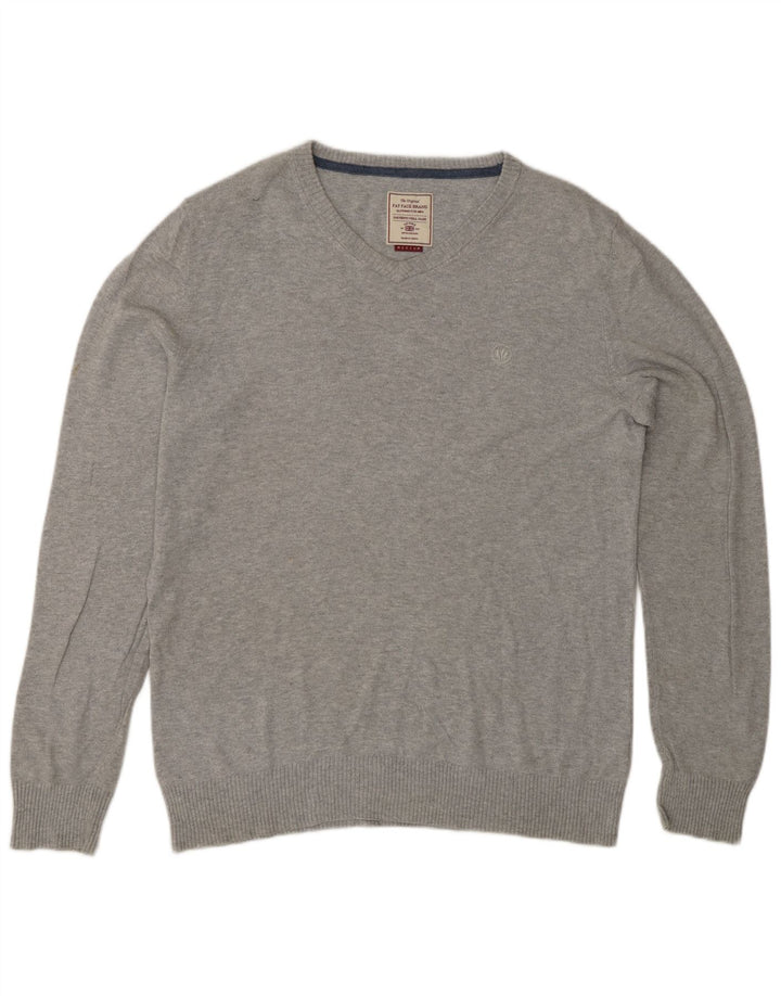 Fat Face Herre V-hals sweater Medium Grå Bomuld