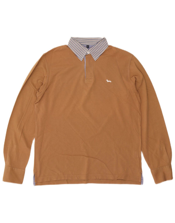 HARMONT & BLAINE Langærmet Rugby Polo Shirt til mænd Medium Beige Bomuld