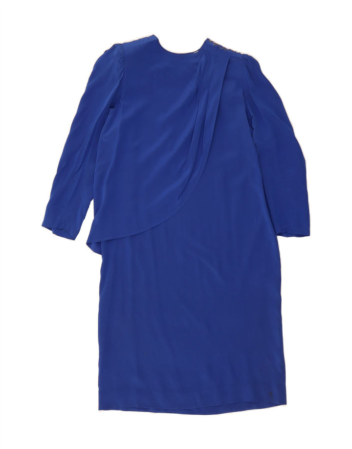 PERSONA Womens Long Sleeve Shift Dress UK 16 Large Blue Silk Vintage Persona and Second-Hand Persona from Messina Hembry 
