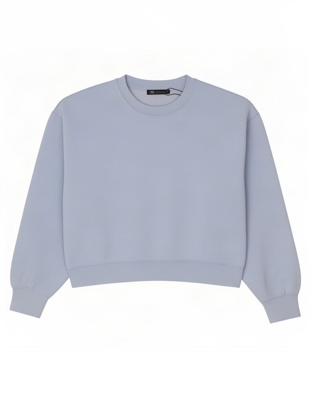 Zara Womens Crop Oversized Sweatshirt Jumper UK 10 Small Blue Polyester