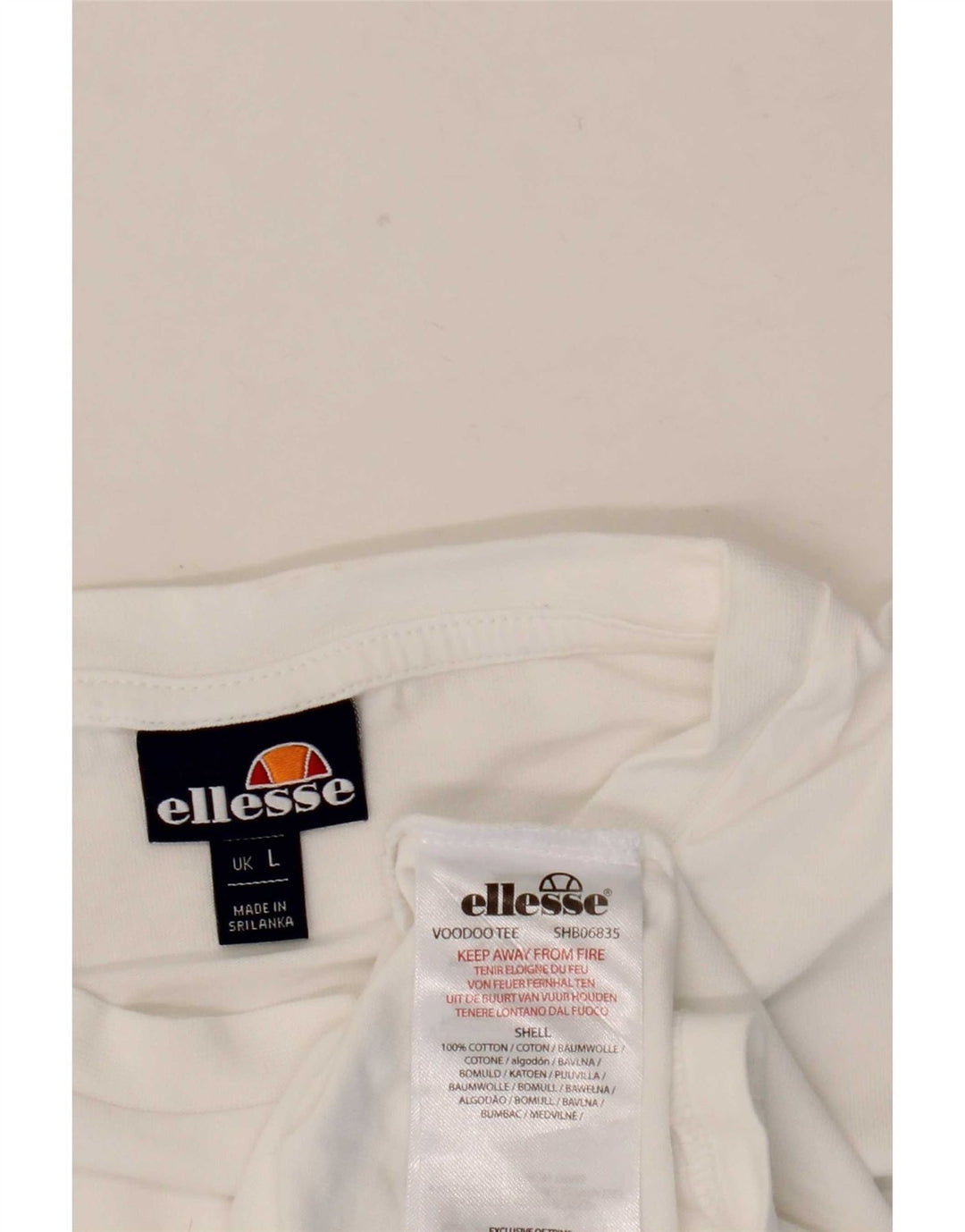 Ellesse Herre T-Shirt Top Stor Hvid Bomuld