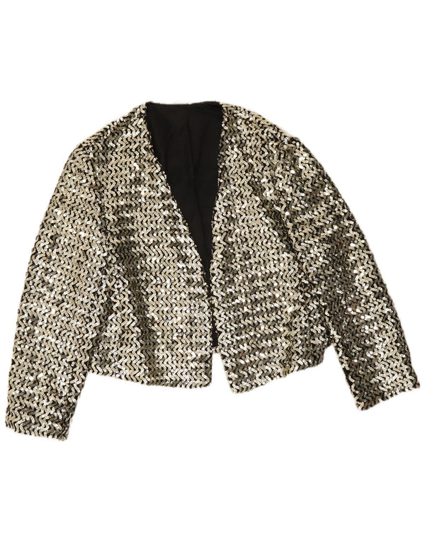Jean Claire Dame 3/4 ærmet pailletter blazerjakke IT 42 Medium Sølv