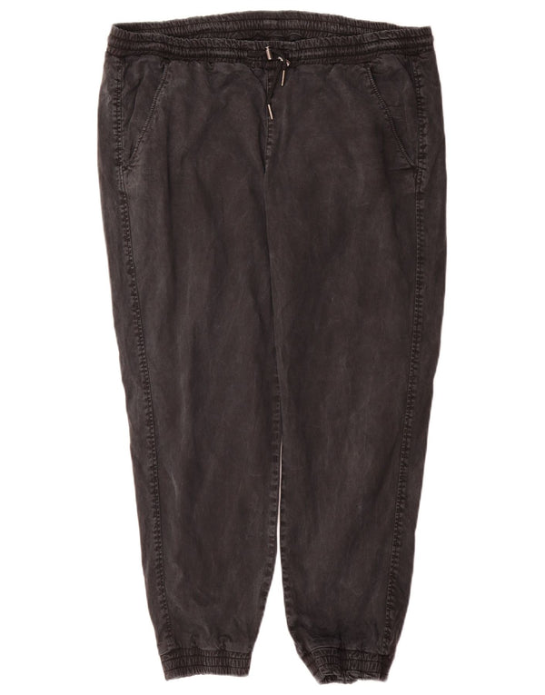 Zara Dame Højtalje Joggers Casual Bukser XL W32 L28 Sort Lyocell