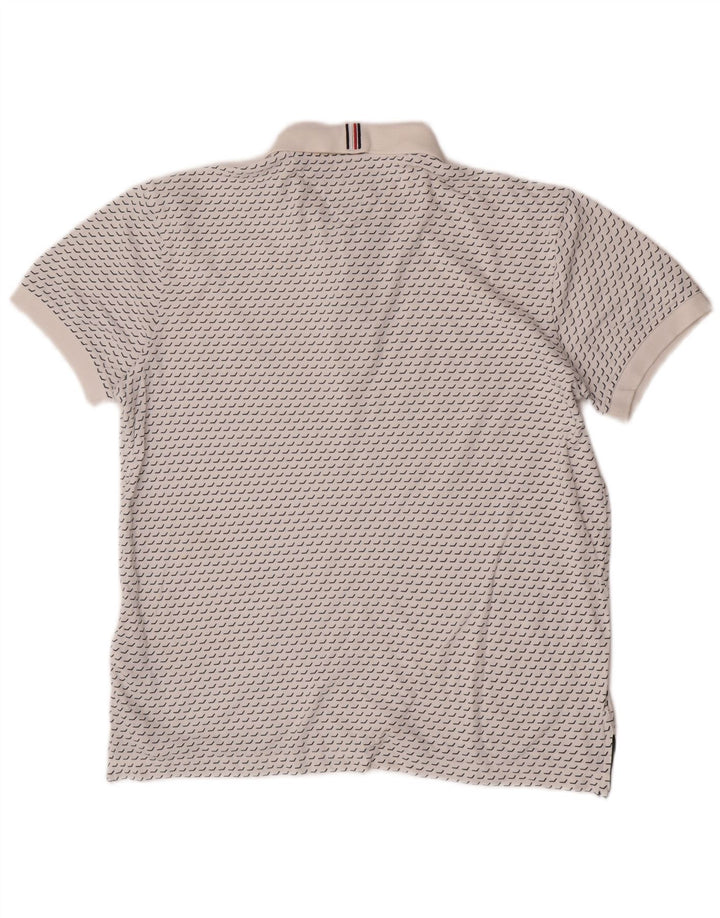 Tommy Hilfiger Herre Regular Fit Polo Shirt Medium Hvid Geometrisk Bomuld