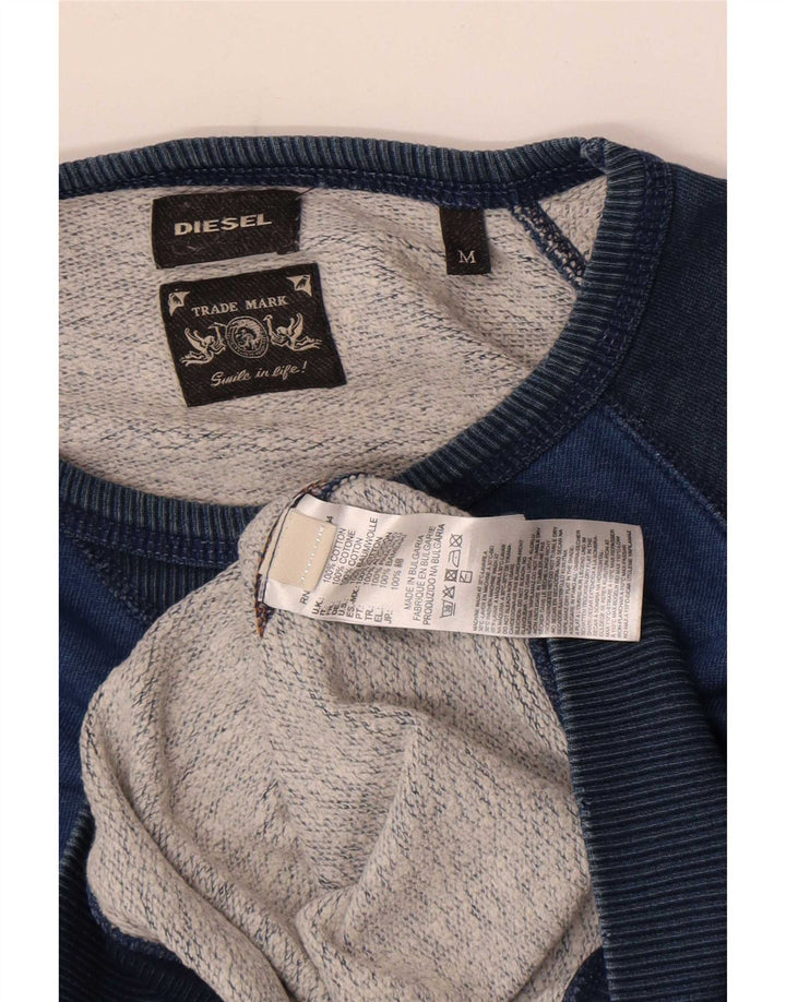 Diesel Herre sweatshirt Jumper Medium Blue Colourblock Bomuld