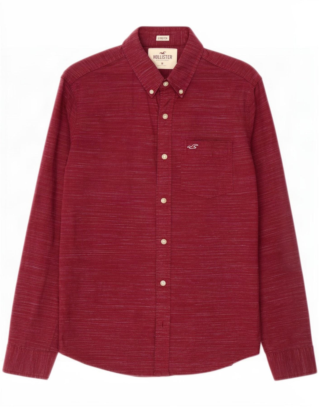 Hollister Stretch-skjorte til mænd Medium Burgundy Flecked Bomuld