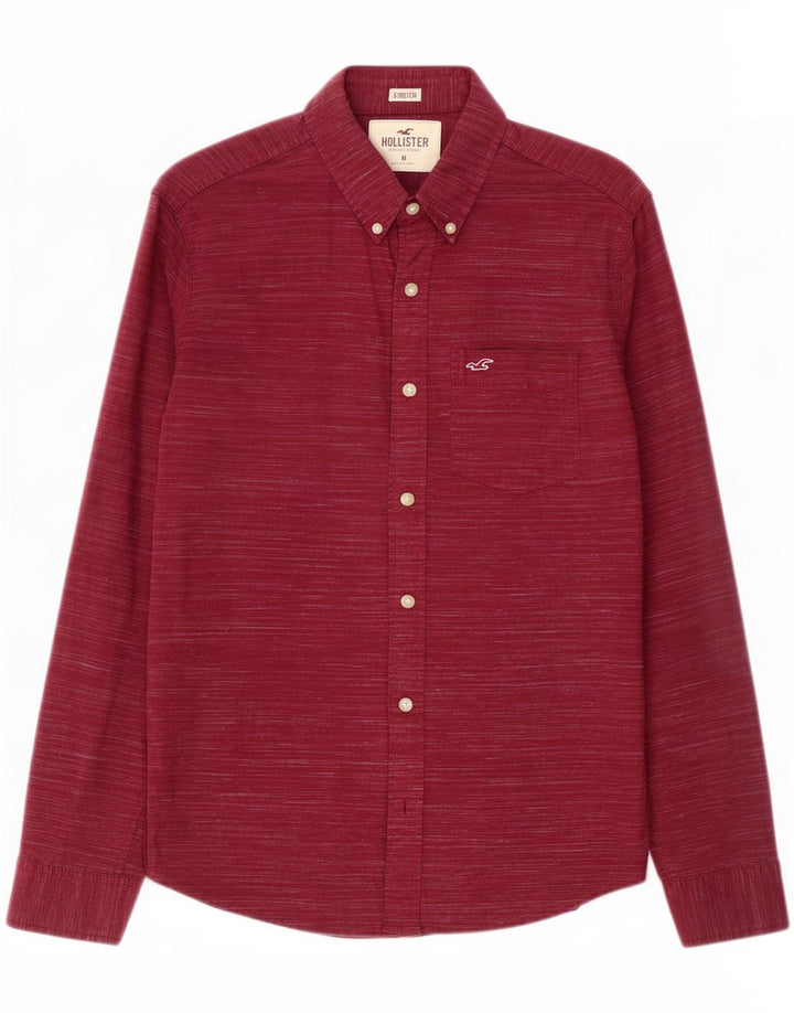 Hollister Stretch-skjorte til mænd Medium Burgundy Flecked Bomuld