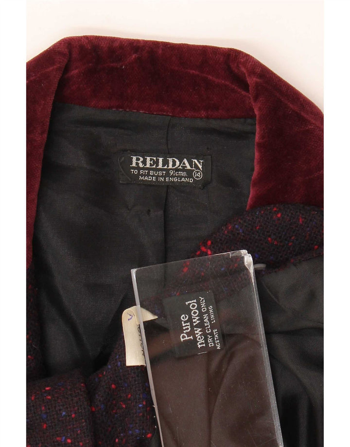 Reldan Dame 3 Button Blazer Jacket UK 14 Medium Burgundy Flecked New Wool