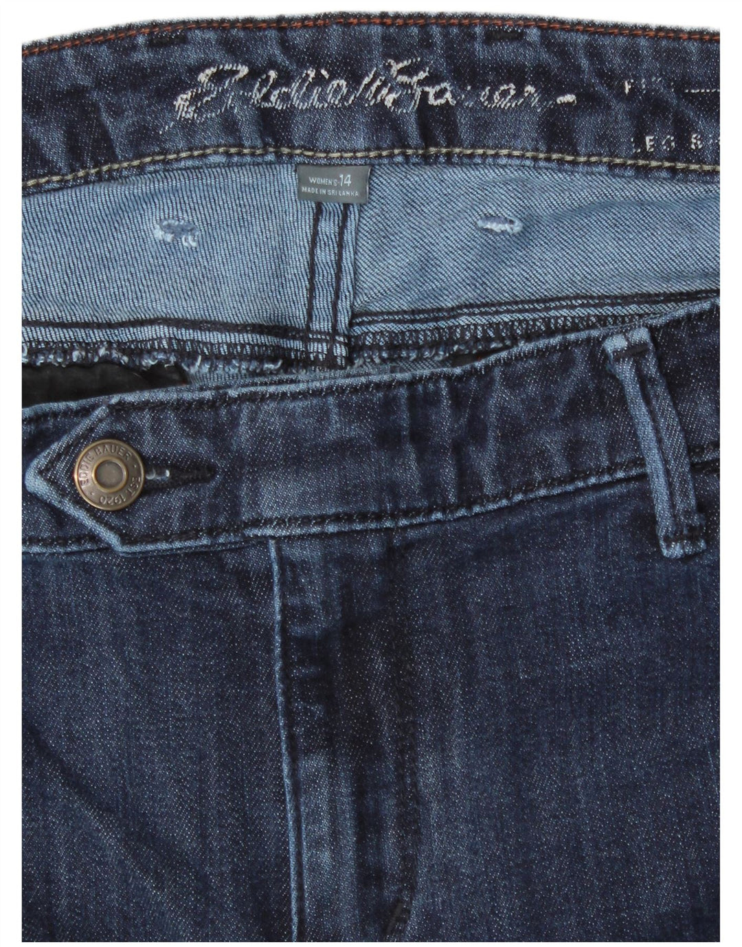 EDDIE BAUER Kvinder Curvy Straight Jeans US 14 XL W36 L28 Marineblå Bomuld