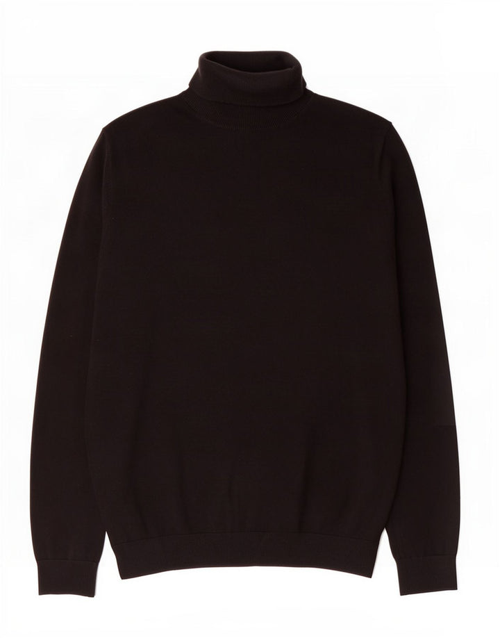 Marks & Spencer Herre Rullehalstrøje Sweater Medium Sort Bomuld
