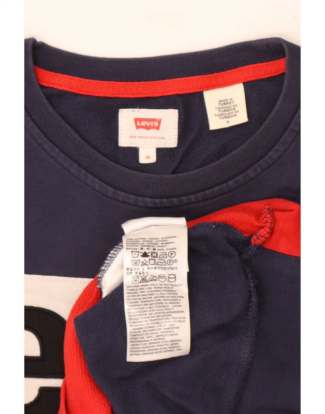 Levi's Herre grafisk sweatshirt Jumper Medium Marineblå Colourblock Bomuld