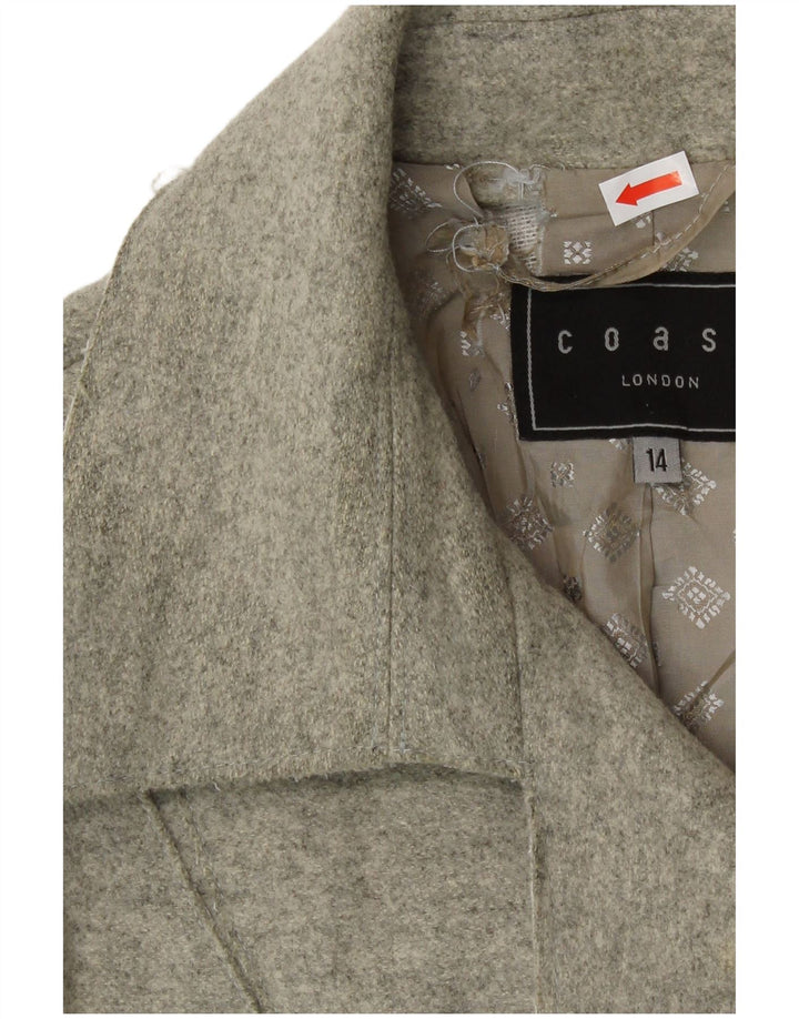 Coast Dame Dobbeltradet Frakke UK 14 Large Grey Virgin Wool