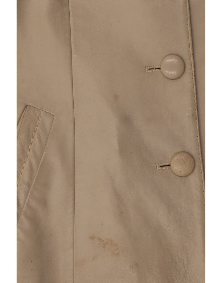 Vintage læderjakke til kvinder UK 10 Small Beige