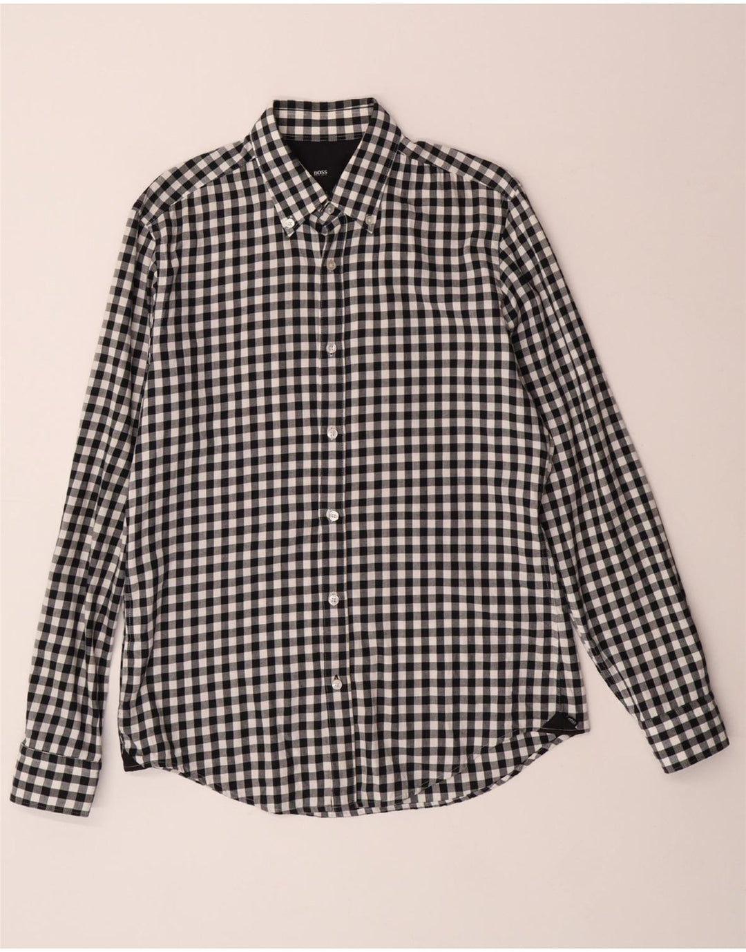 HUGO BOSS Herre Slim Fit Flanelskjorte Medium Sort Gingham Bomuld