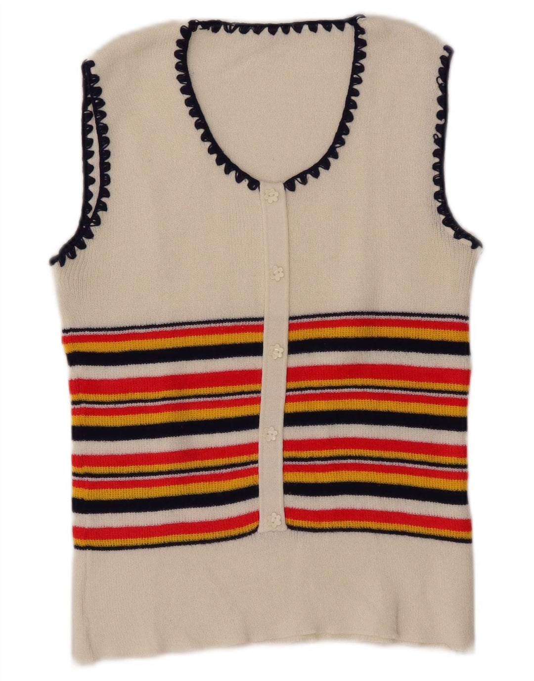 Vintage Dame Vest Tank Top UK 8 Small White Striped
