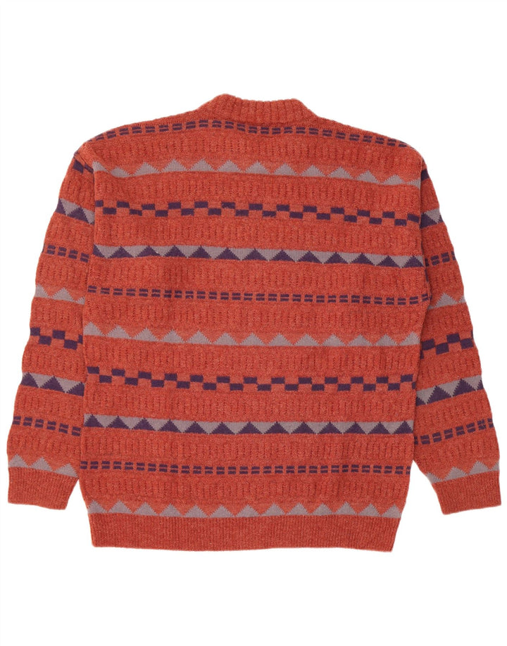 Peter Mass Herre Crew Neck Jumper Sweater IT 52 Stor Orange Geometrisk Uld