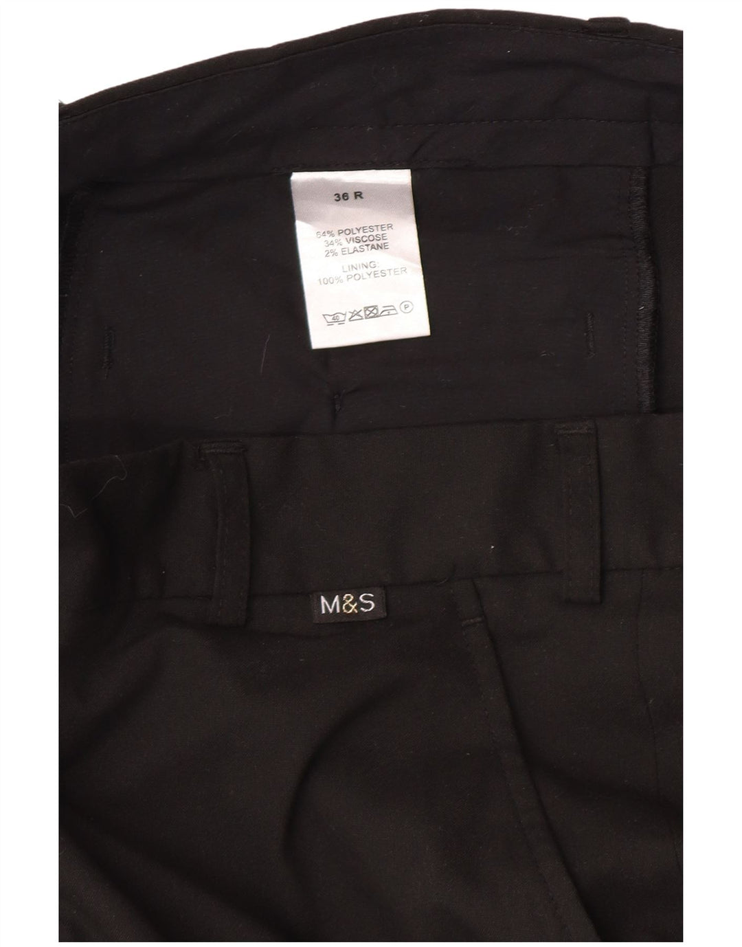 Marks & Spencer Straight Chino-bukser til mænd W36 L30 Sort polyester