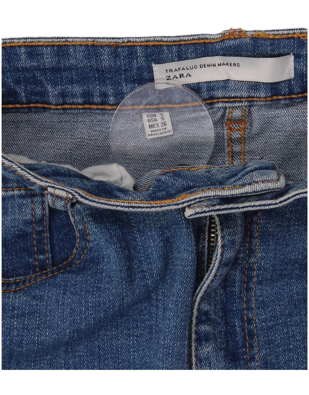 ZARA Dame Denim Nederdel Small W26 Blå