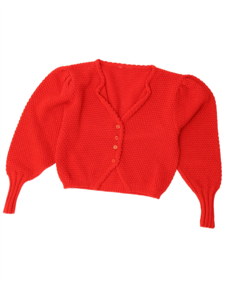 Vintage Dame Crop Cardigan Sweater UK 12 Medium Red