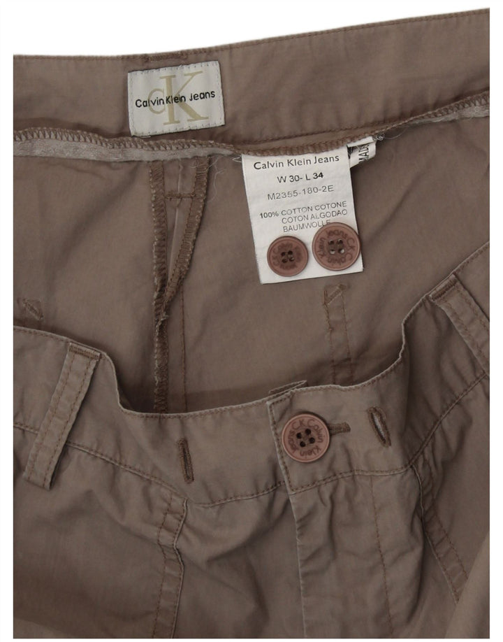 CALVIN KLEIN Lige Chinobukser til kvinder W30 L31 Grå bomuld